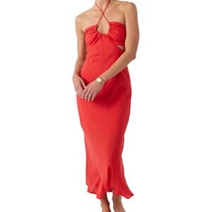 O’Neill Women’s Lila Solid Cutout Halter Maxi Dress Size S Resortwear Beach